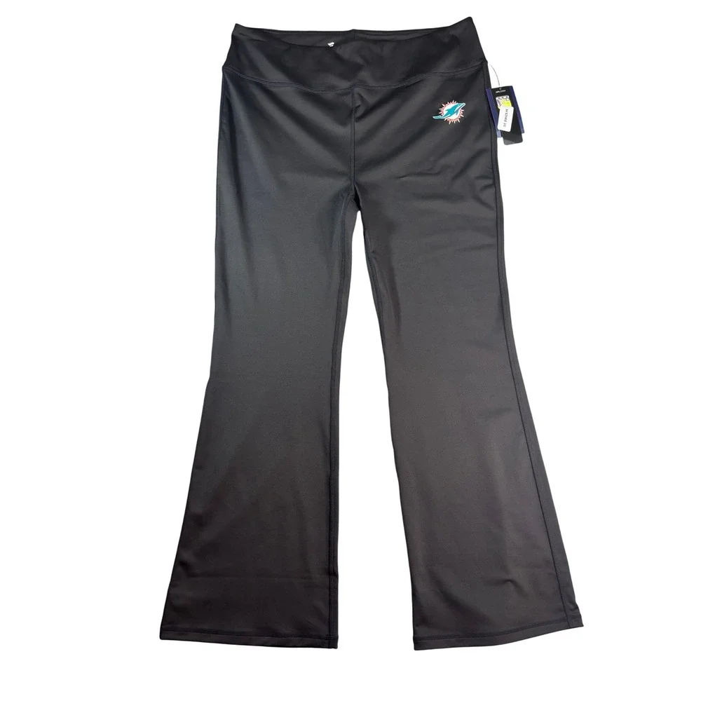 Fanatics Miami Dolphins NFL Women Black Flare Leg Yoga Pants 2XL NWT